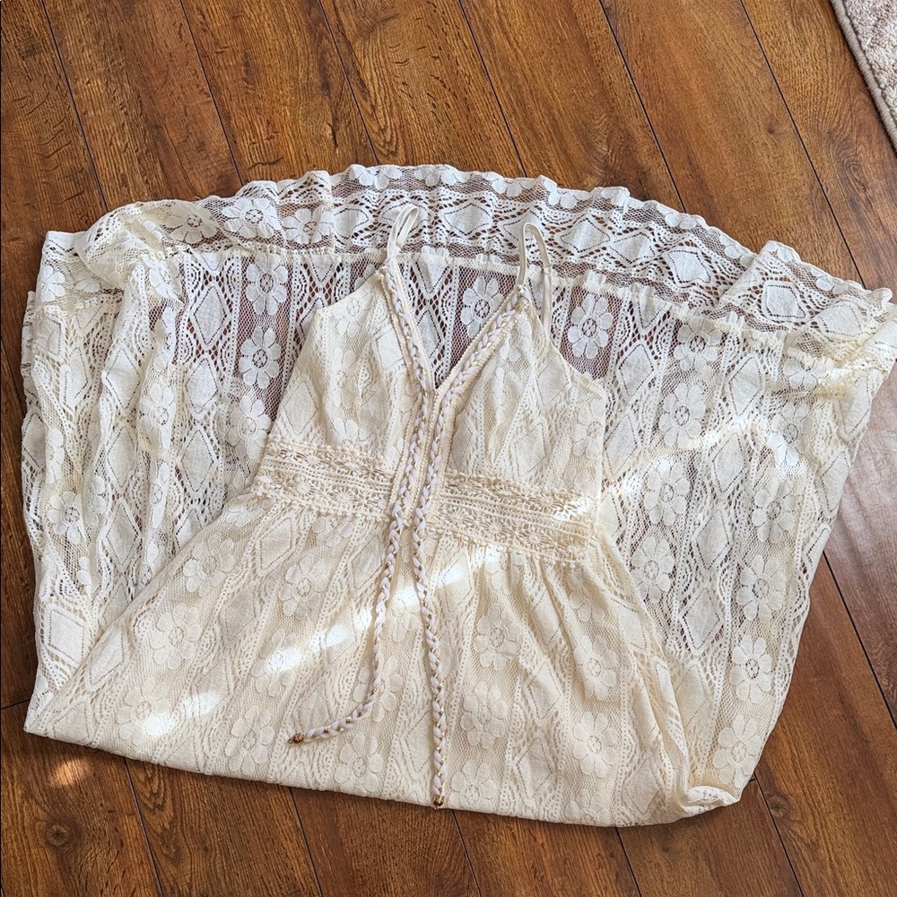 Cream Lace Sleeveless Dress - Picture 4 of 5